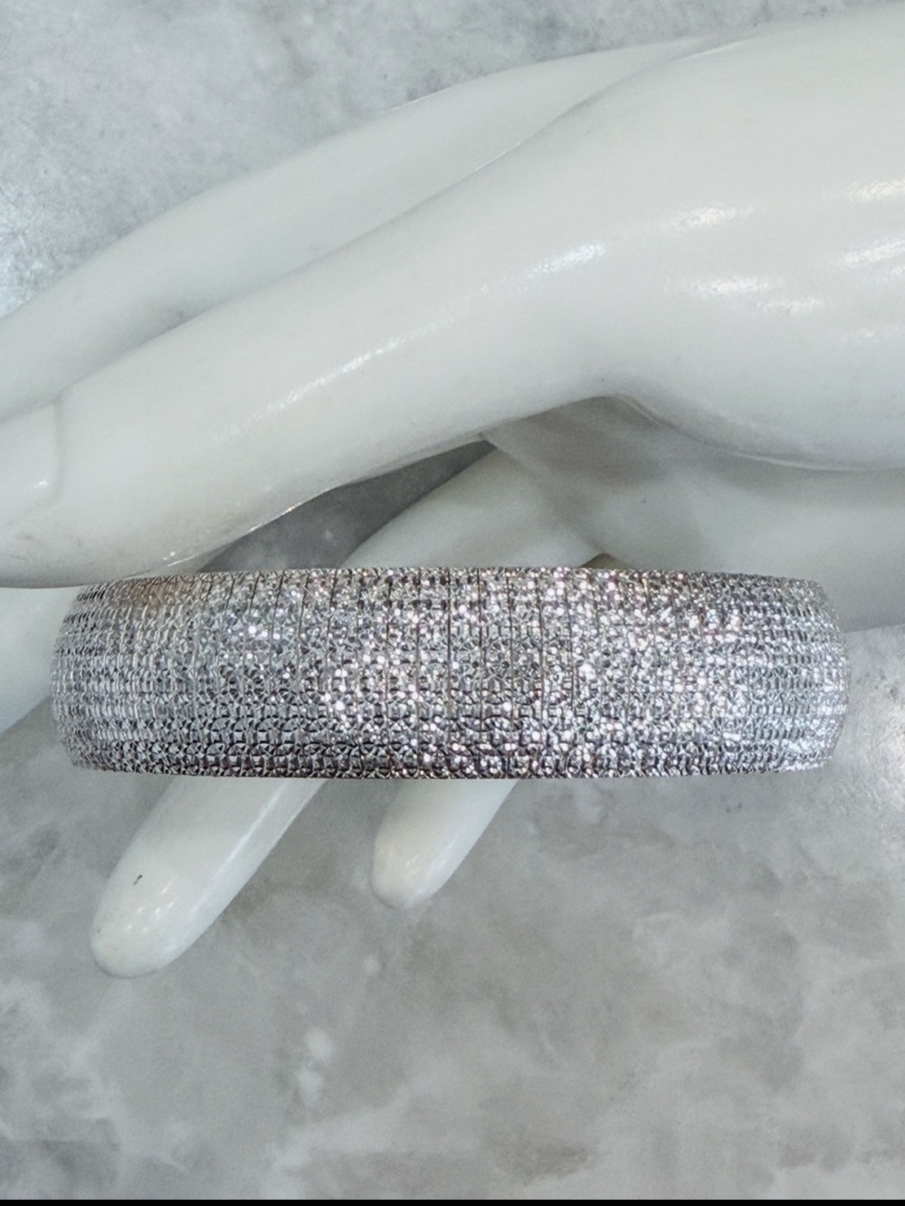 Sterling Silver Textured 7.5” Cuff Bracelet